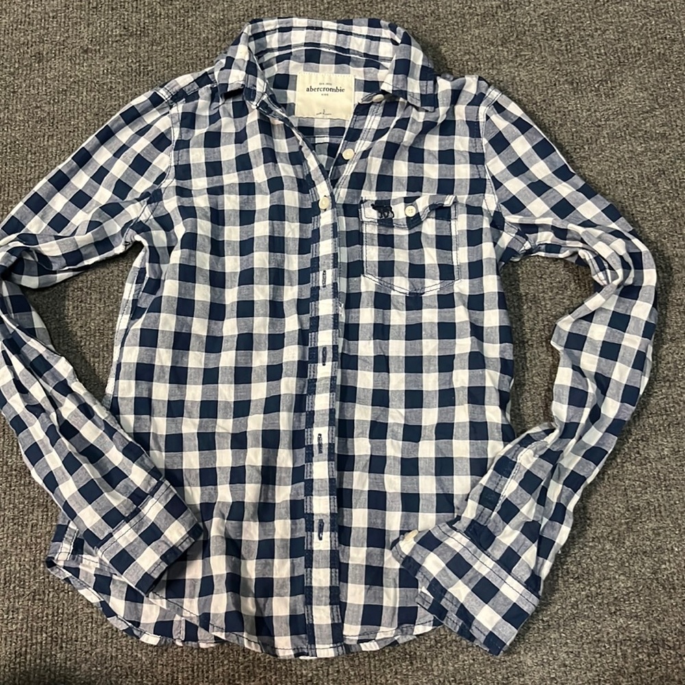 Abercrombie Kids Blue & White gingham Shirt size S